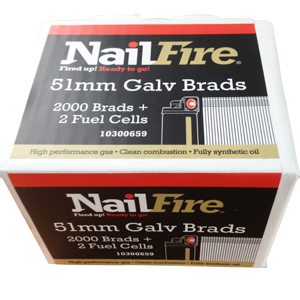 Nailfire 2nd Fix Brad/Fuel Pack - Galvanised - 51mm - 2000 Brads & 2 Fuel