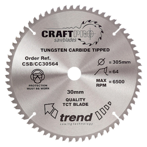 Trend Craftpro Circular Saw Blade for Crosscut - 305 x 64t x 30mm