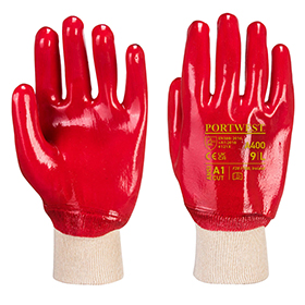 PVC Knitwrist Gloves - Red - Large - Pack of 12