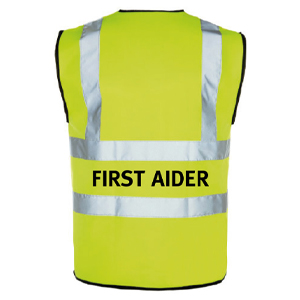 Yellow Hi Vis Waistcoat + First Aider Logo Medium