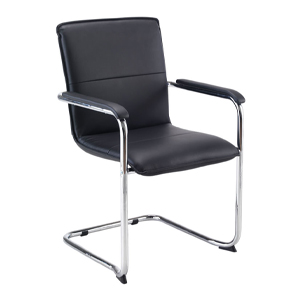 Black Leather Backed meeting chair with Arms