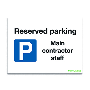 Parking Reserved Parking Main Contractor Staff - 1mm Rigid PVC (300x200)