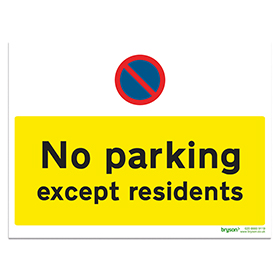 No Parking Except Residents - 1mm Rigid PVC (300x200)