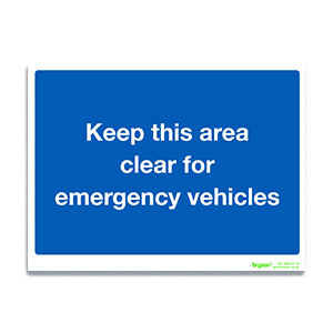 Blue Keep This Area Clear For Emergency Vehicle - 1mm Foamex (300x200)