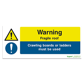 Warning Fragile Roof - 1mm Rigid PVC (300x200)