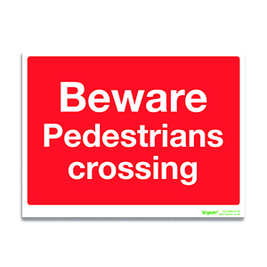 Red Beware Pedestrians Crossing - 1mm Foamex (300x200)
