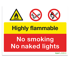 Highly Flammable No Smoking No Naked Lights - 1mm Rigid PVC (300x200)