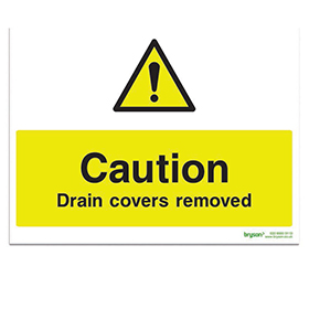 Caution Drain Covers Removed - 1mm Rigid PVC (300x200)
