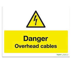 Danger Overhead Cables - 1mm Foamex (300x200)