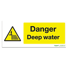 Danger Deep Water - 1mm Rigid PVC (300x150)
