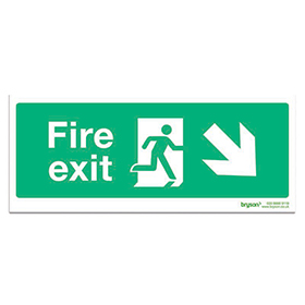 Running Man Fire Exit Down Right - 1mm Rigid PVC (300x150)
