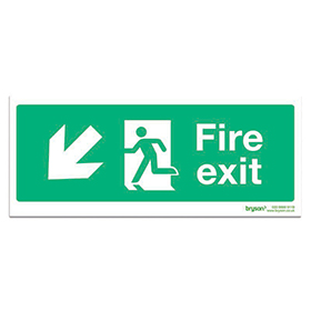 Running Man Fire Exit Down Left - 1mm Rigid PVC (300x150)