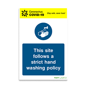Covid Coronavirus This Site Follows A Strict Hand Washing Policy - 1mm Rigid PVC (200x300)