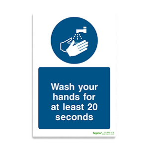 Covid Wash Your Hands For At Least 20 Seconds - 1mm Rigid PVC (200x300)