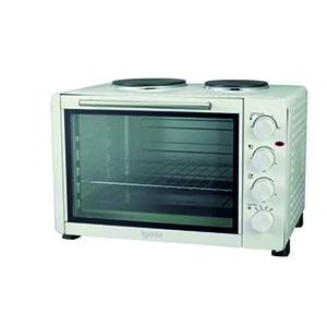 45L Electric Mini Oven with Double Hotplates - White