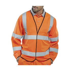 Leo Workwear Shirwell Hi Vis Sleeved Waistcoat - Orange - Small