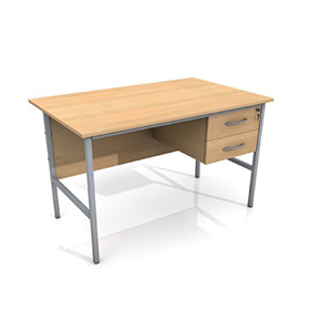 2 Drawer Single Pedestal Desk - Oak - 1200mm
