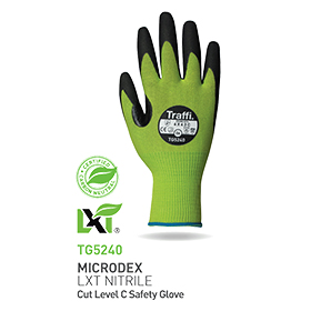 Traffi Glove LXT TG5240 Carbon Neutral Microdex Nitrile cut level C glove with 15gg liner Size 9