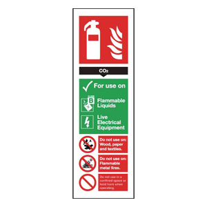 300x100mm Carbon Dioxide Extinguisher For Use On - Nite Glo Rigid