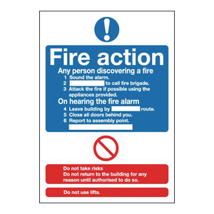300x200mm Fire Action Notice (Standard) - Rigid