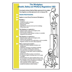 600x420mm The Workplace Health Safety & Welfare Regulations 1992 Wallchart