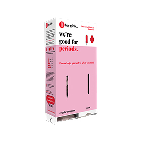 Bryson Hey Girls Metal Tampon and Pad Dispenser - Pink with White Logo