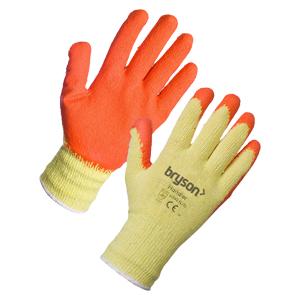 General Purpose Latex/Cotton Grip Gloves - Orange - Size 10 - Pack 12