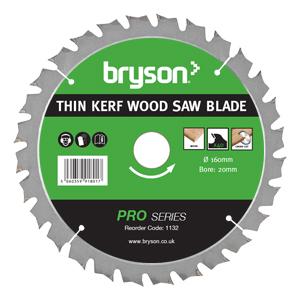 Bryson Pro Series 160 x 40T x 20mm Thin Kerf Wood Cutting TCT Circular Saw Blade