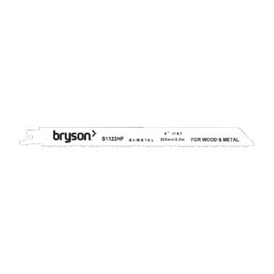 Bryson Trade Series Reciprocating Blades - Wood & Metal Cutting S1122HF - 200/10mm - Pack of 5