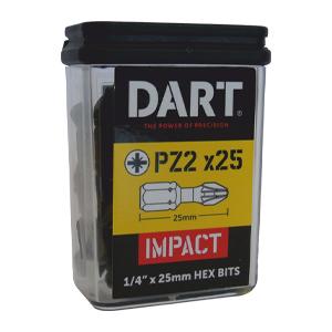 Dart Impact Driver Bits PZ2 - Pack of 25