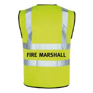 Yellow Hi Vis Waistcoat + Fire Marshall Logo Medium