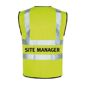 Yellow Hi Vis Waistcoat + Site Manager Logo Medium