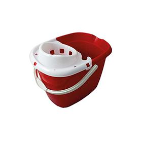 Mop Bucket c/w Strain Plastic - Red - 14L