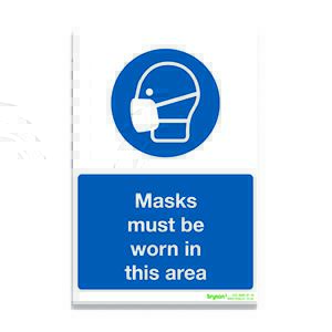 Masks Must Be Worn In This Area - 1mm Rigid PVC (200x300)