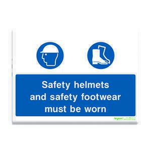 Safety Helmets And Safety Footwear Must Be Worn - 1mm Rigid PVC (200x300)