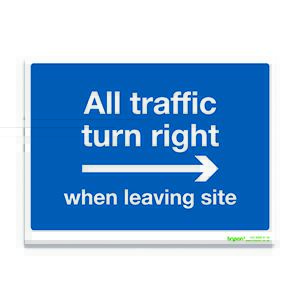 Blue All Traffic Turn Right When Leaving Site - 1mm Rigid PVC (300x200)