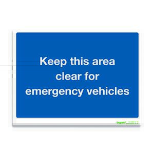 Blue Keep This Area Clear For Emergency Vehicle - 1mm Rigid PVC (300x200)