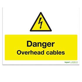 Danger Overhead Cables - 1mm Rigid PVC (300x200)