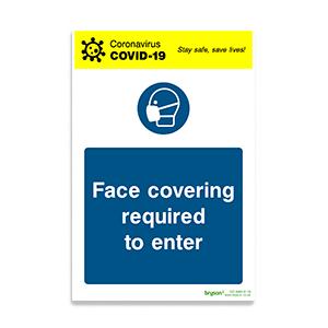Covid Coronavirus Face Covering Required To Enter - 1mm Rigid PVC (200x300)