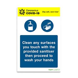 Covid Clean Any Surfaces You Touch With The Provided Sanitiser - 1mm Rigid PVC (200x300)