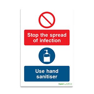Covid Stop The Spread Of Infection Use Hand Sanitiser - 1mm Rigid PVC (200x300)