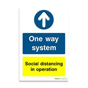 Covid One Way System Social Distancing In Operation - 1mm Rigid PVC (200x300)