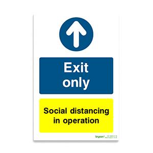 Covid Exit Only Social Distancing In Operation - 1mm Rigid PVC (200x300)
