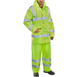 Hi-vis Yellow Breathable Coverall/Rainsuit Large