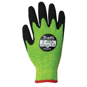 Traffi TG5070 X-Dura Thermal Latex Glove - Cut Level D - Green - Size 10